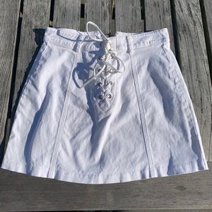 White Lace Up Denim Skirt from Forever 21 - used; woman’s size S